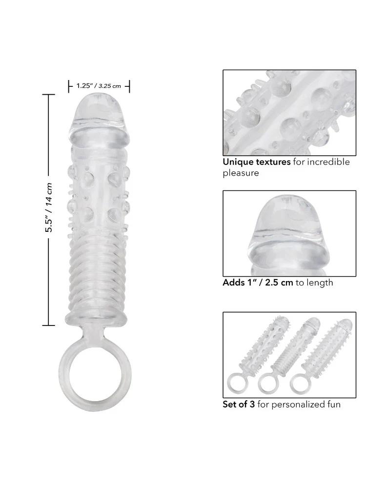 3 Piece Textured Penis Extension Sleeve Set - Image 2