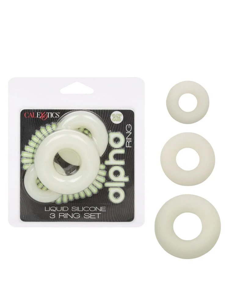 Alpha Glow-In-The-Dark Liquid Silicone 3 Erection Rings Set - Image 2