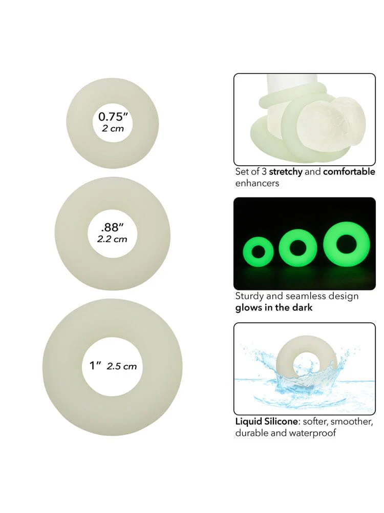 Alpha Glow-In-The-Dark Liquid Silicone 3 Erection Rings Set - Image 3