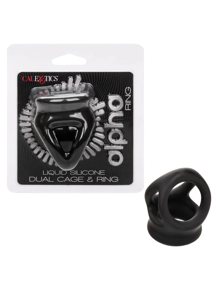 Alpha Liquid Silicone Dual Cage Cock Ring - Image 3