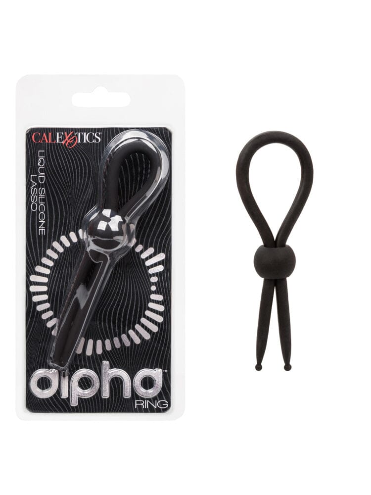 Alpha Liquid Silicone Adjustable Black Lasso Penis Ring - Image 2