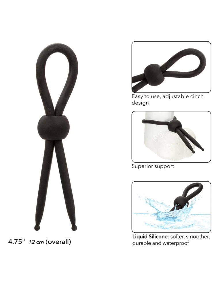 Alpha Liquid Silicone Adjustable Black Lasso Penis Ring - Image 3