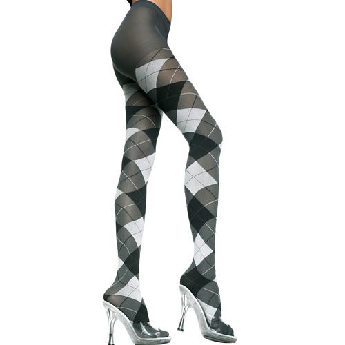 Opaque Big Argyle Print Spandex Pantyhose
