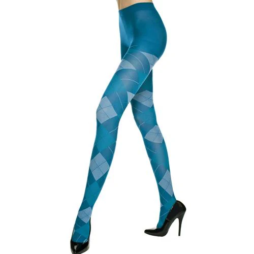 Opaque Big Argyle Print Spandex Pantyhose - Image 2