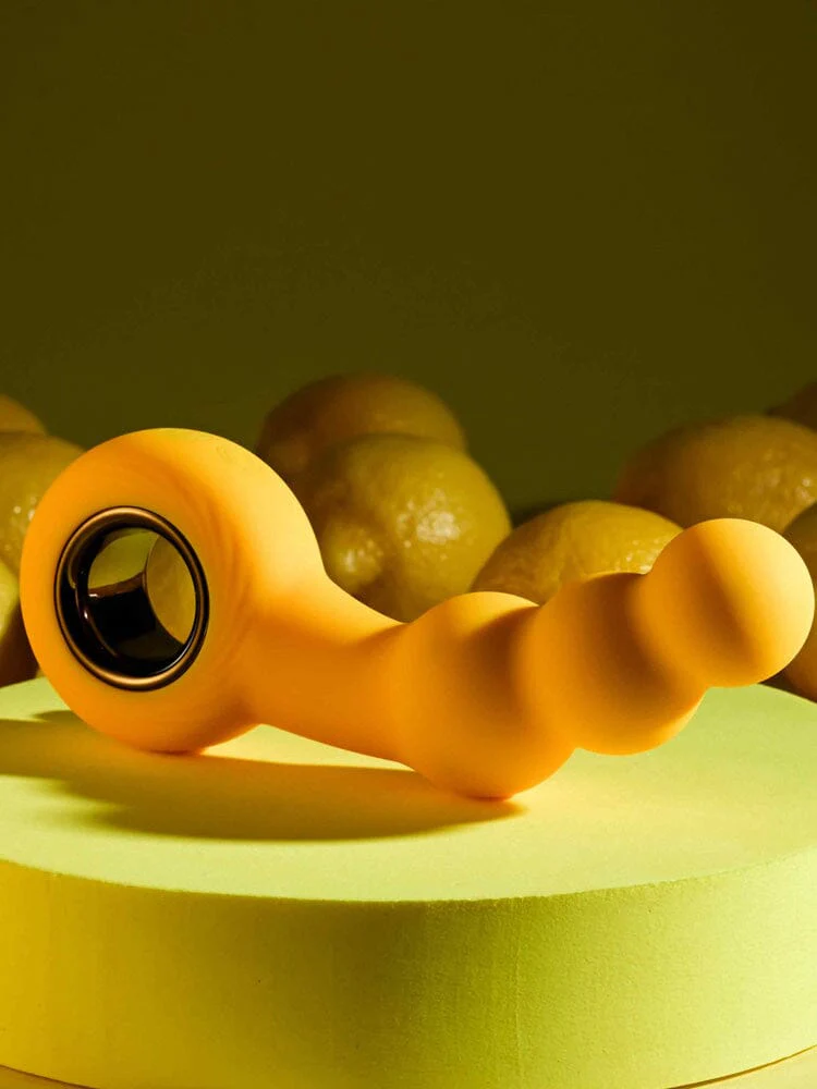 Bumble Silicone Rechargeable Yellow Beaded Anal Plug - Image 3