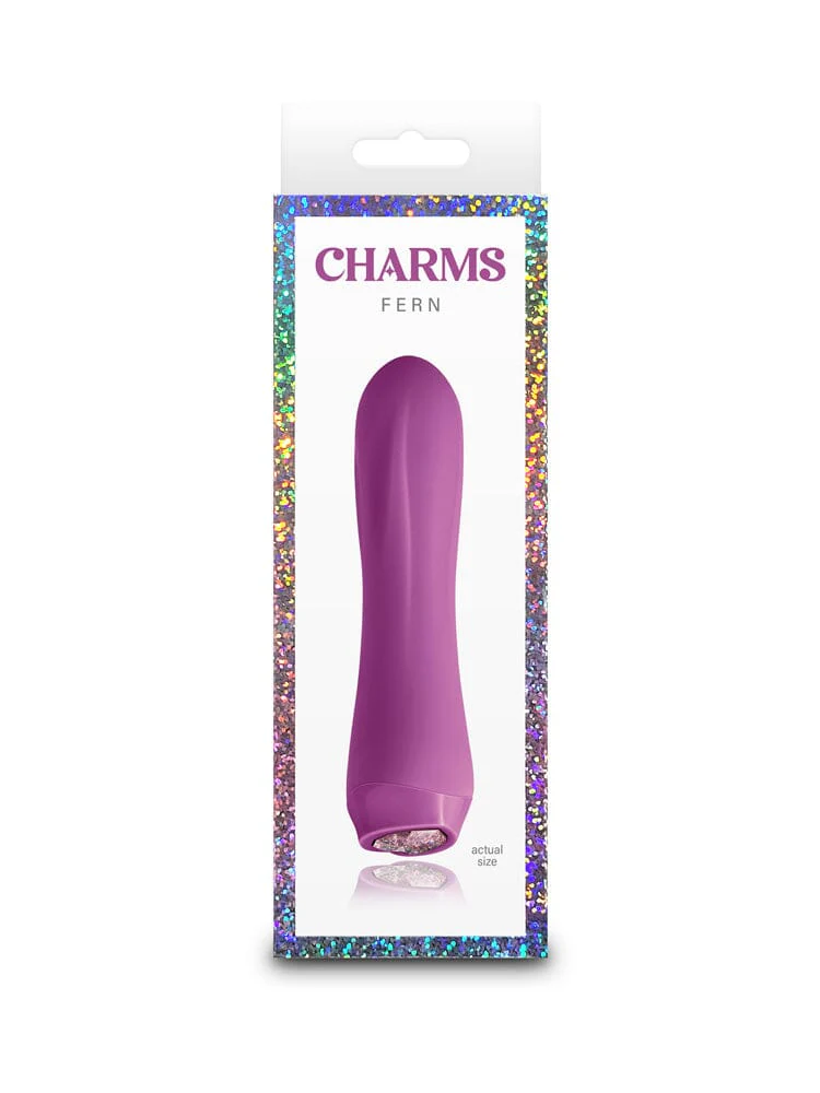 Charms Fern Glitter LED Ruby Silicone Classic Vibrator - Image 2