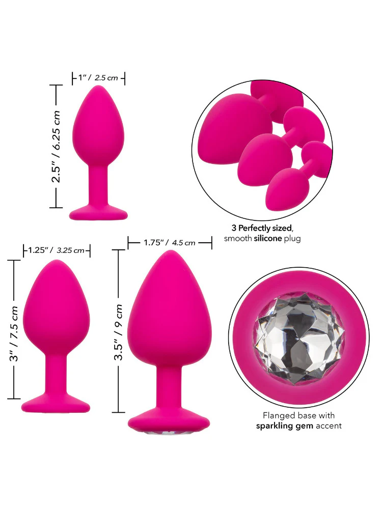 Cheeky Gems Silicone Jeweled Butt Plug Kit - Image 2