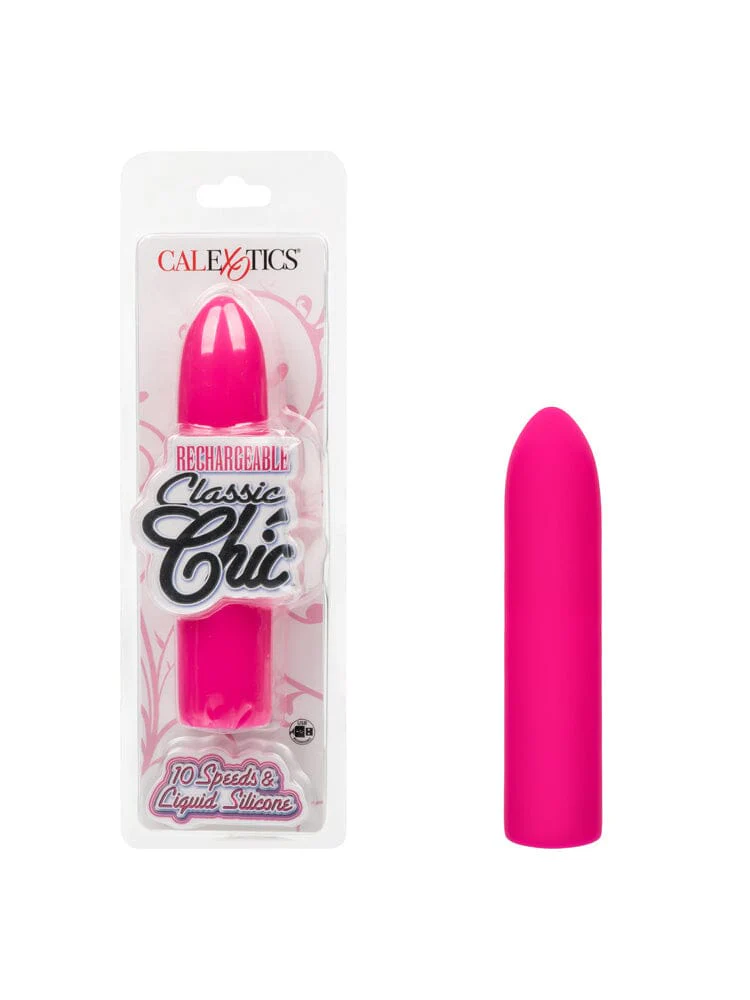 Classic Chic Silicone Rechargeable Mini Pink Bullet Vibrator - Image 2