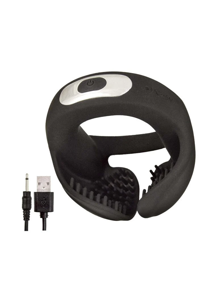 ockpower Black Silicone Scrotum Hugger Vibrating Cock Ring