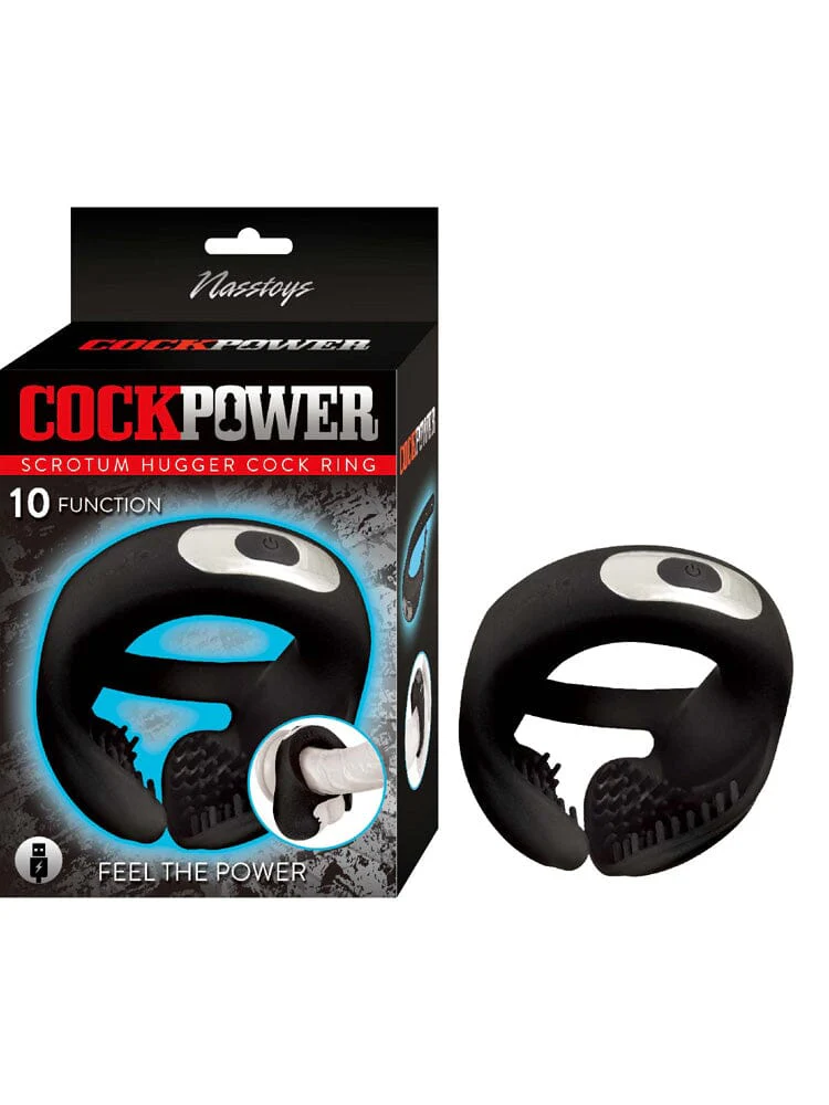 ockpower Black Silicone Scrotum Hugger Vibrating Cock Ring - Image 2