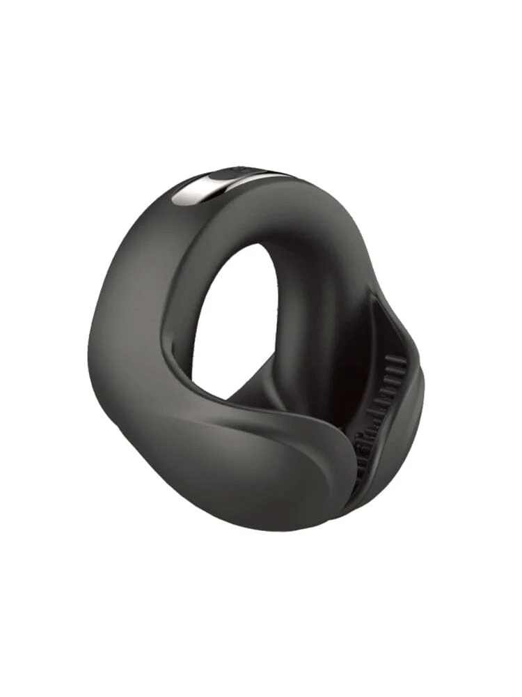 ockpower Black Silicone Scrotum Hugger Vibrating Cock Ring - Image 3