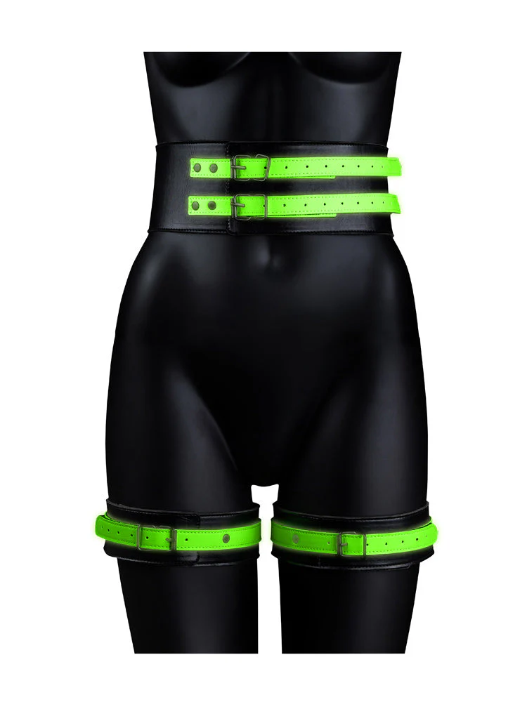 OUCH! Thigh Cuffs with Belt and Handcuffs