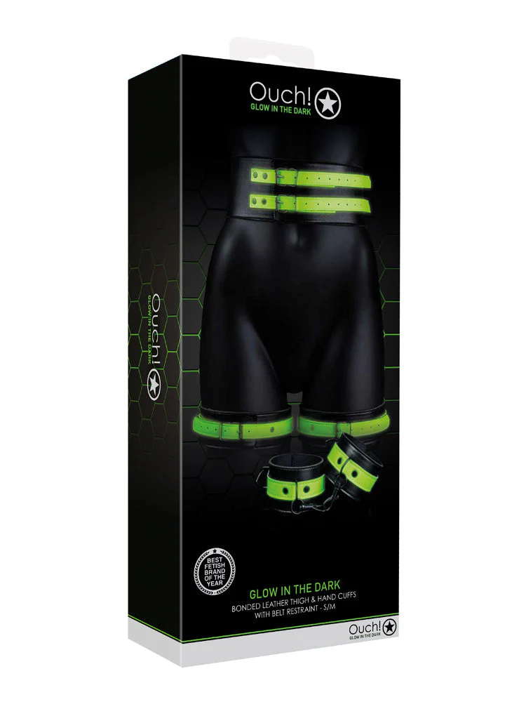 OUCH! Thigh Cuffs with Belt and Handcuffs - Image 2