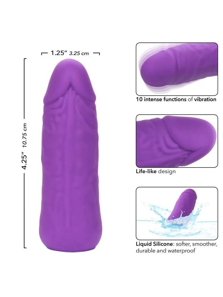 Mini Vibrating Stud Purple Silicone Life-Like Vibrator - Image 3