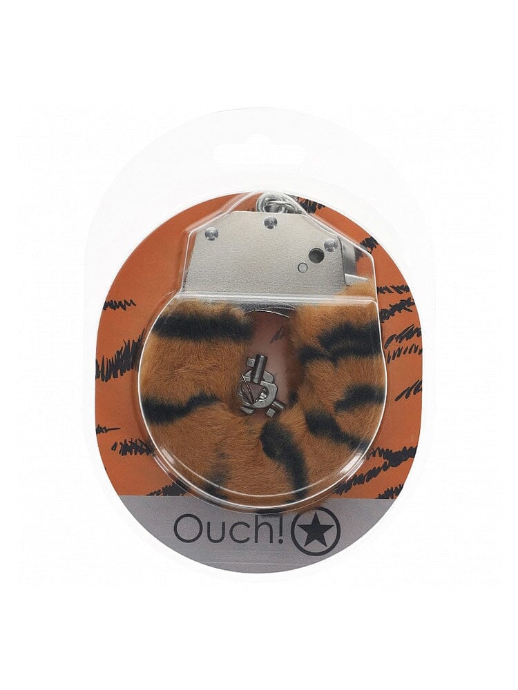 OUCH! Heavy-Duty Fluffy Tiger Bondage Handcuffs - Image 2