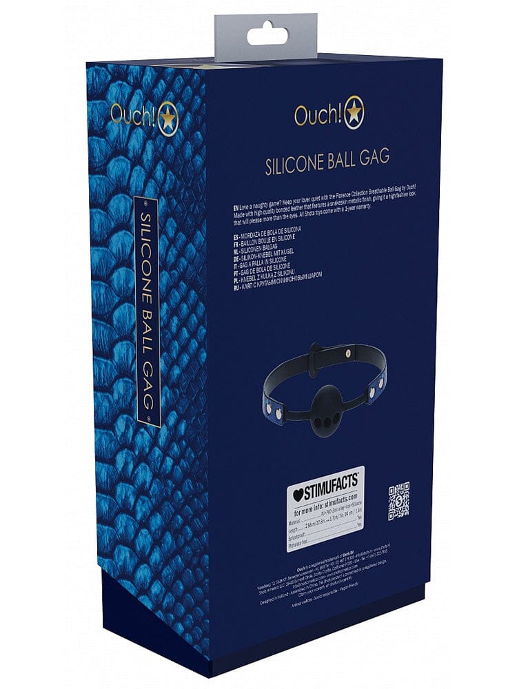 Ouch! International Florence Collection Blue Ball Gag - Image 2