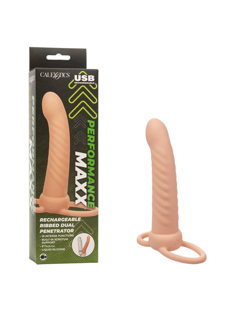 Performance Maxx Rechargeable Ribbed Dual Penetrator - Ivory - Image 2
