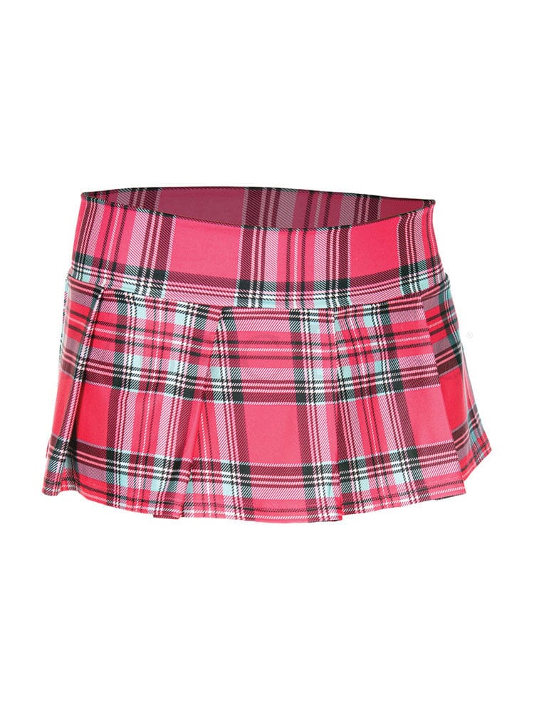 Plaid Pleated Skirt ML Hot Pink