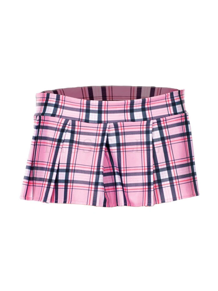 Plaid Pleated Skirt ML Pink