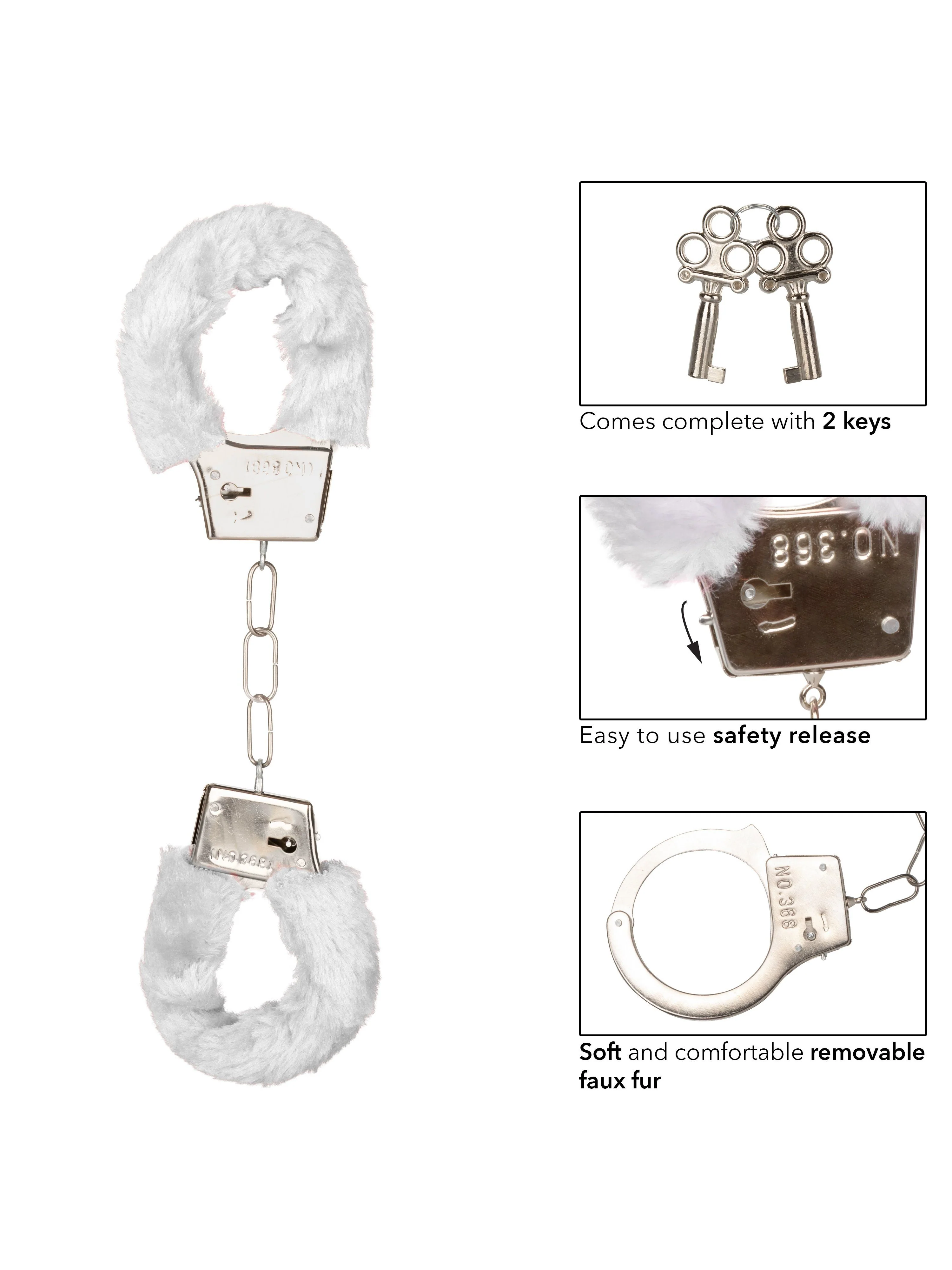 Playful Metal Faux Fur Covered Hand Cuffs - Image 11