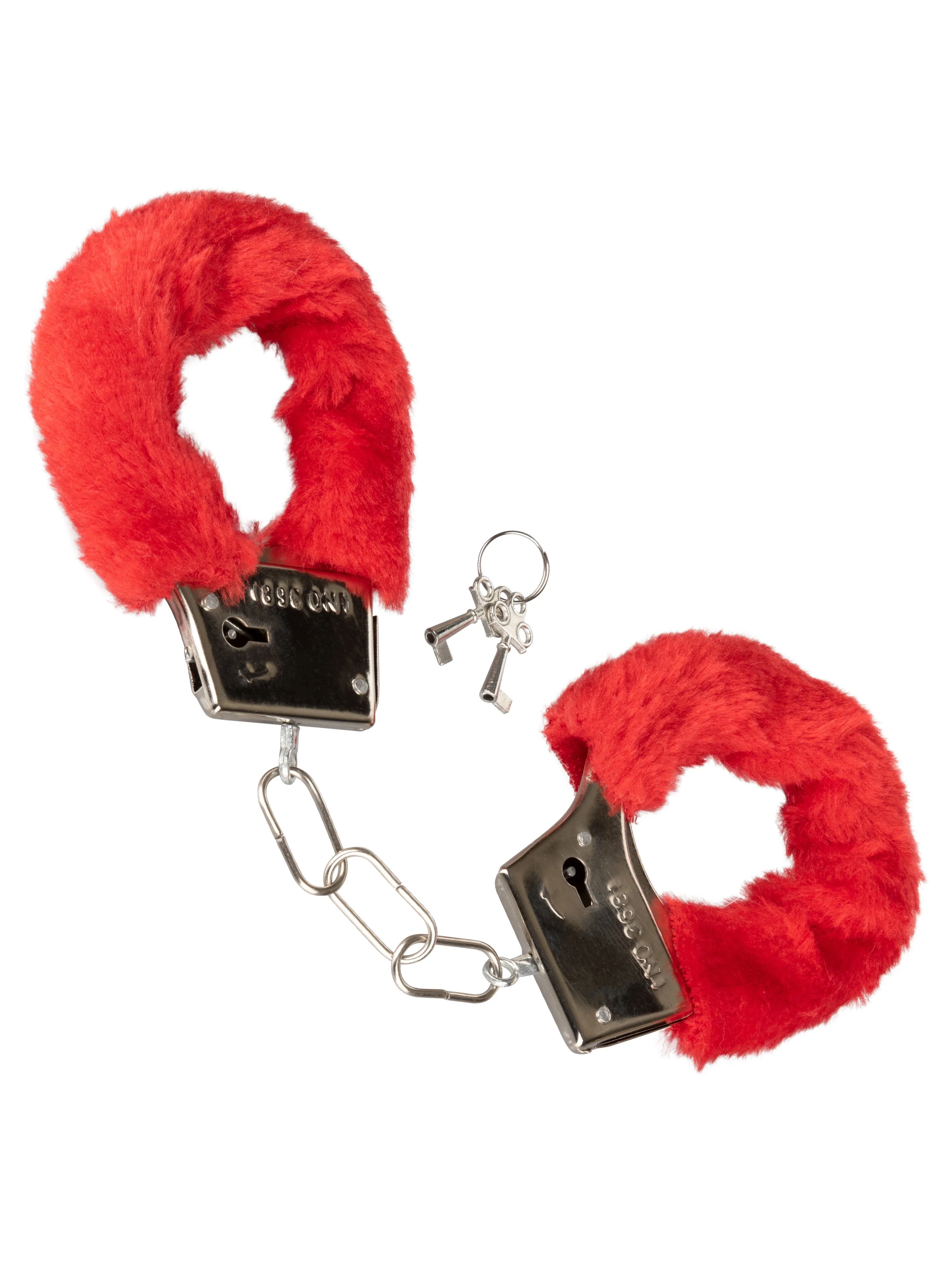 Playful Metal Faux Fur Covered Hand Cuffs - Image 4
