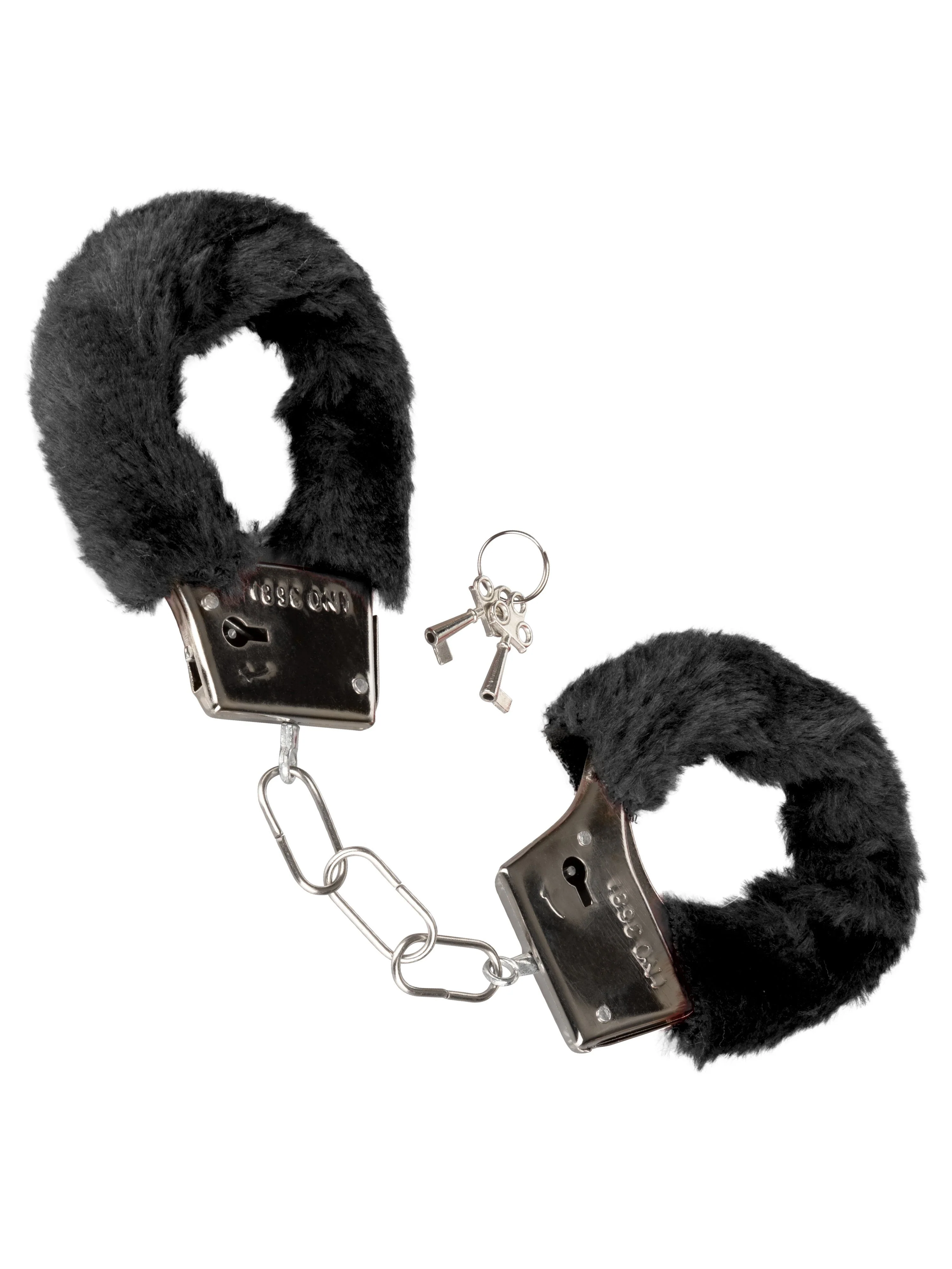 Playful Metal Faux Fur Covered Hand Cuffs - Image 7