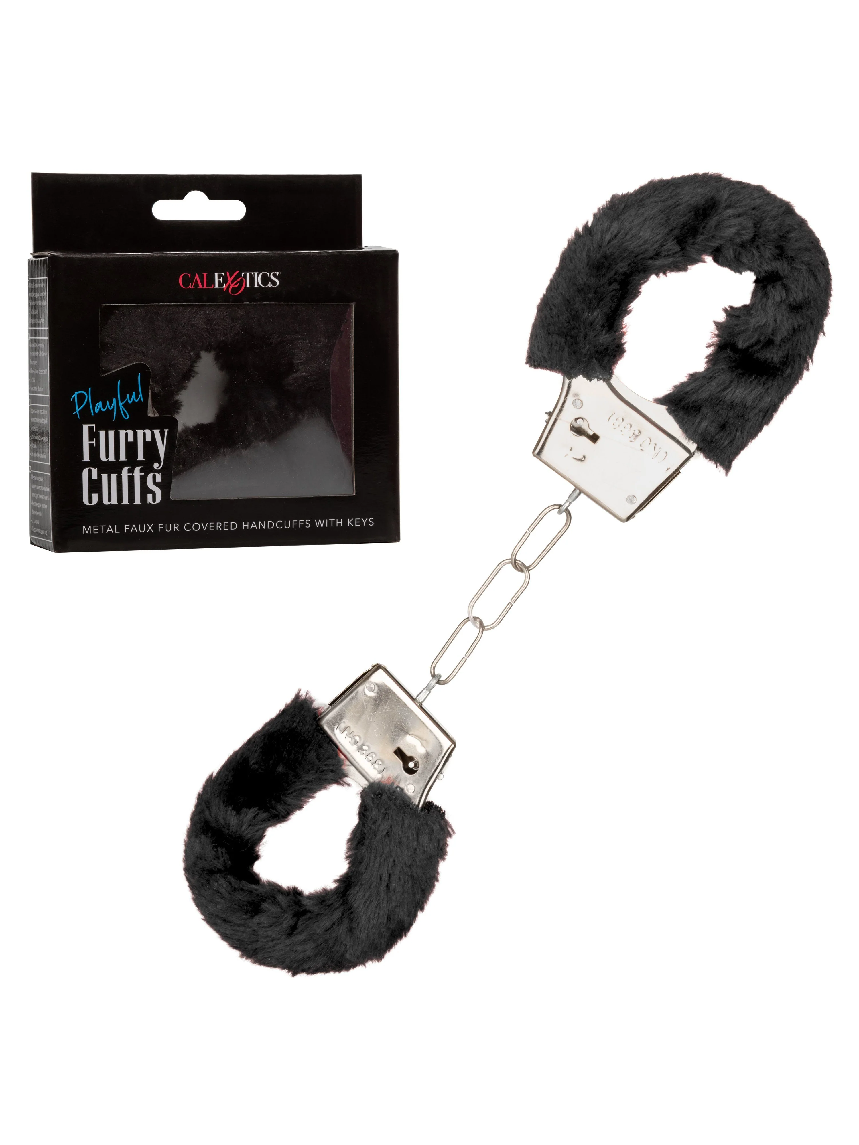 Playful Metal Faux Fur Covered Hand Cuffs - Image 9