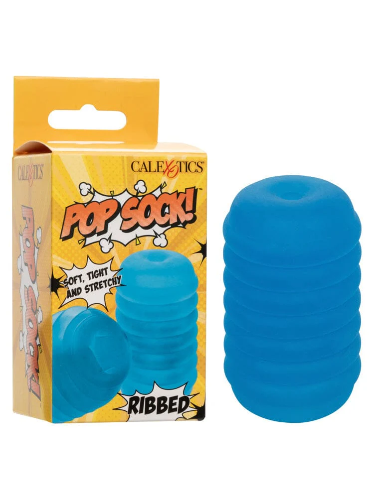 Pop Sock Ribbed Reversible Blue Personal Pocket Stroker - Image 2