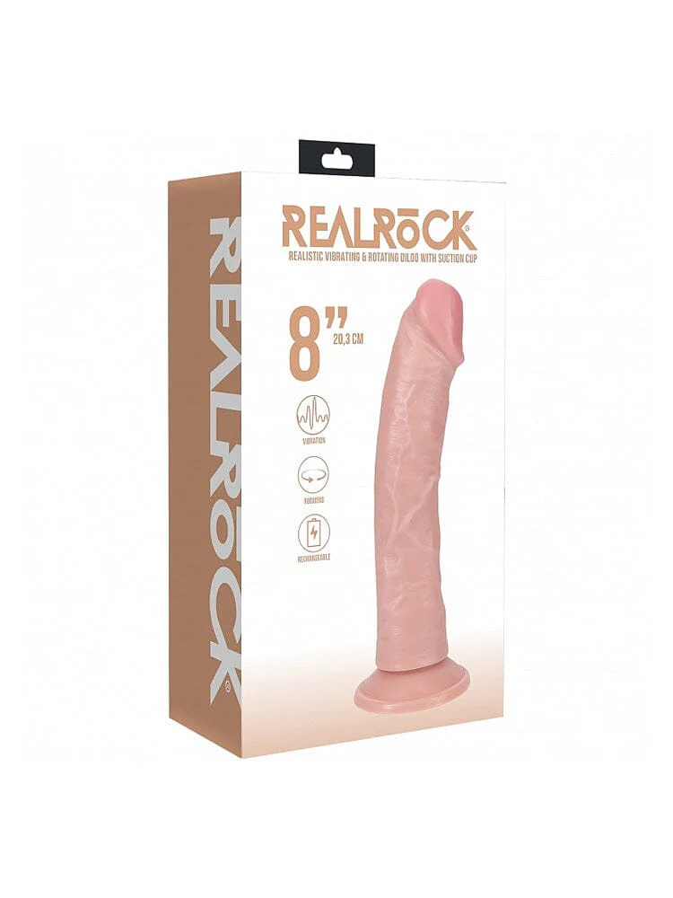 RealRock: Regular Curved 8” Flesh Rotating Vibrating Cock - Image 2