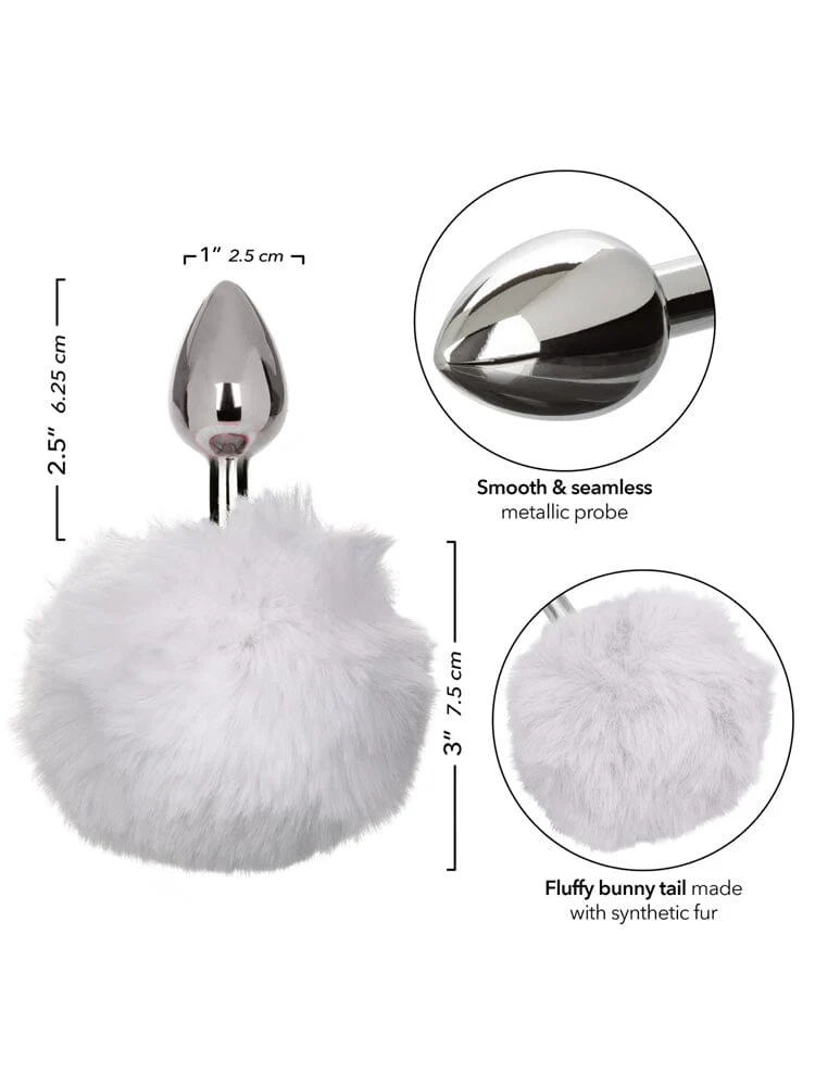 Running Wild Fluffy White Bunny Tail Metal Butt Plug - Image 3