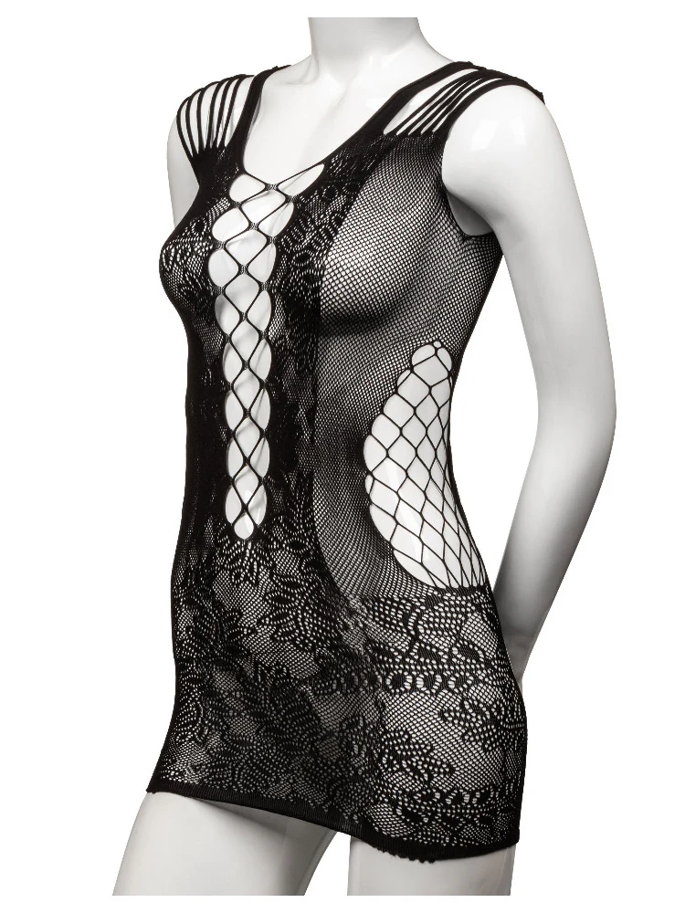 Scandal Peek-A-Boo Black Lace Mini Dress