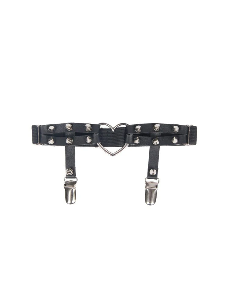 Stud Punk Leg Loop Adjustable Heart Garter Clip - Image 2