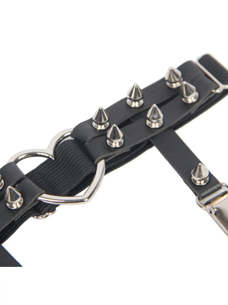 Stud Punk Leg Loop Adjustable Heart Garter Clip - Image 3