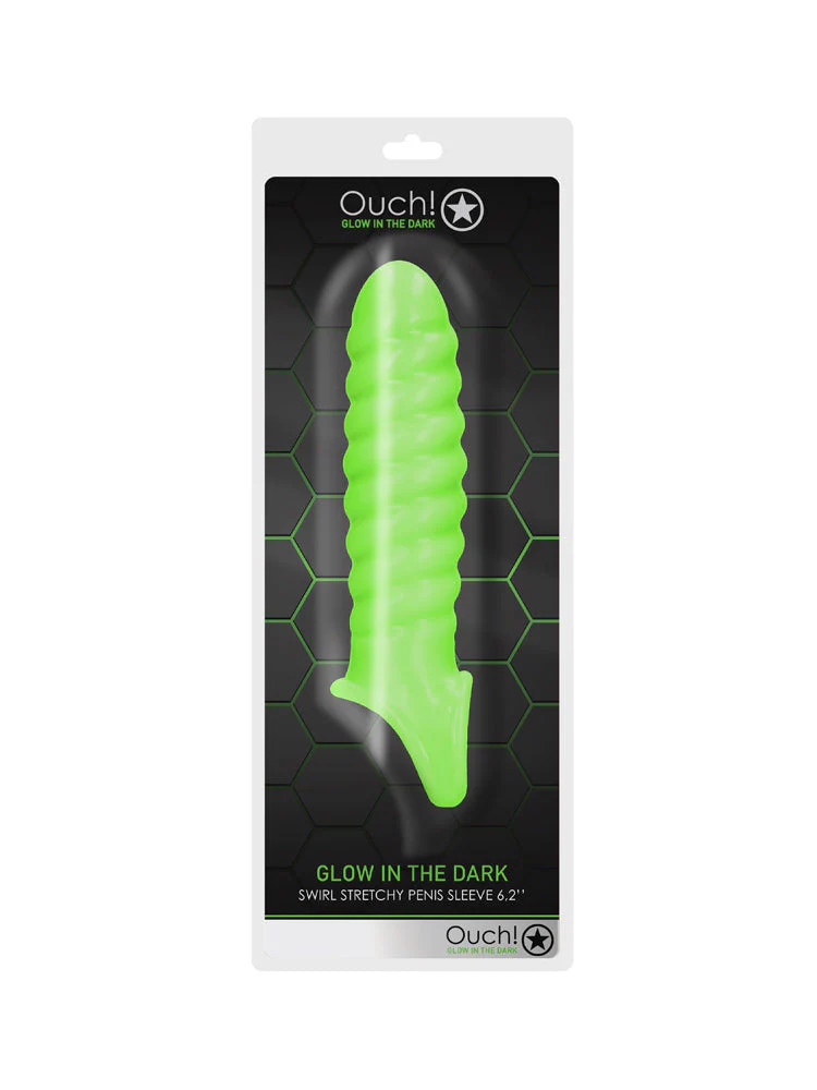 OUCH! Glow In The Dark Swirl Penis Sleeve - Image 2