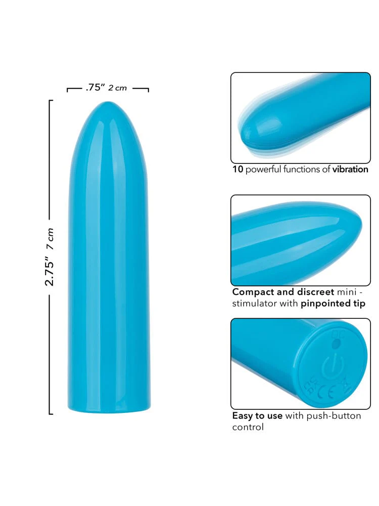 Turbo Buzz Blue Classic Mini Bullet Rechargeable Vibrator - Image 2